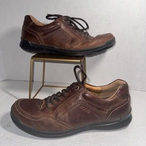 Ecco Mens Sz 44EU 10 US Comfort Oxford Brown Leather Walking Casual Shoes Ever
